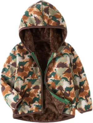 Kids Boys Girls Polar Fleece Jacket with Hood Toddler Outerwear Warm Autumn Winter Coat 2-9Years