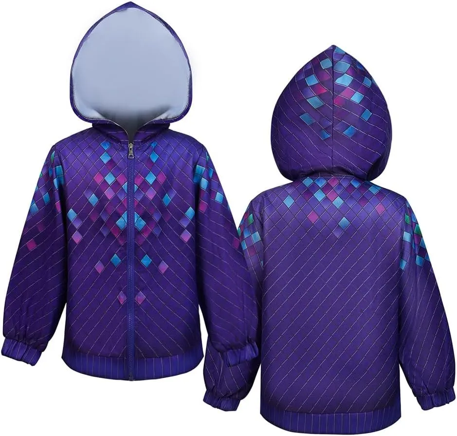 Kids Ember Lumen Cosplay Costume Zip-up Jacket Hooded Trench Lightweight Coat Windbreaker Outerwear Purple Top Hoodie