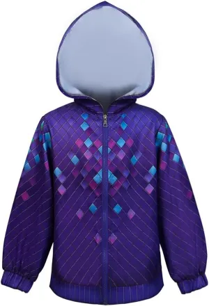 Kids Ember Lumen Cosplay Costume Zip-up Jacket Hooded Trench Lightweight Coat Windbreaker Outerwear Purple Top Hoodie
