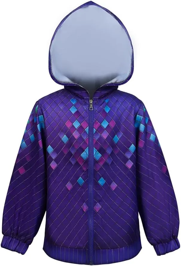 Kids Ember Lumen Cosplay Costume Zip-up Jacket Hooded Trench Lightweight Coat Windbreaker Outerwear Purple Top Hoodie