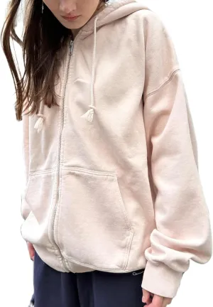 KMBANGI Women Y2k Oversized Zipper Hoodie with Pockets Loose Zip Up Sweatshirts Hooded Jacket Harajuku Trendy Streetwear