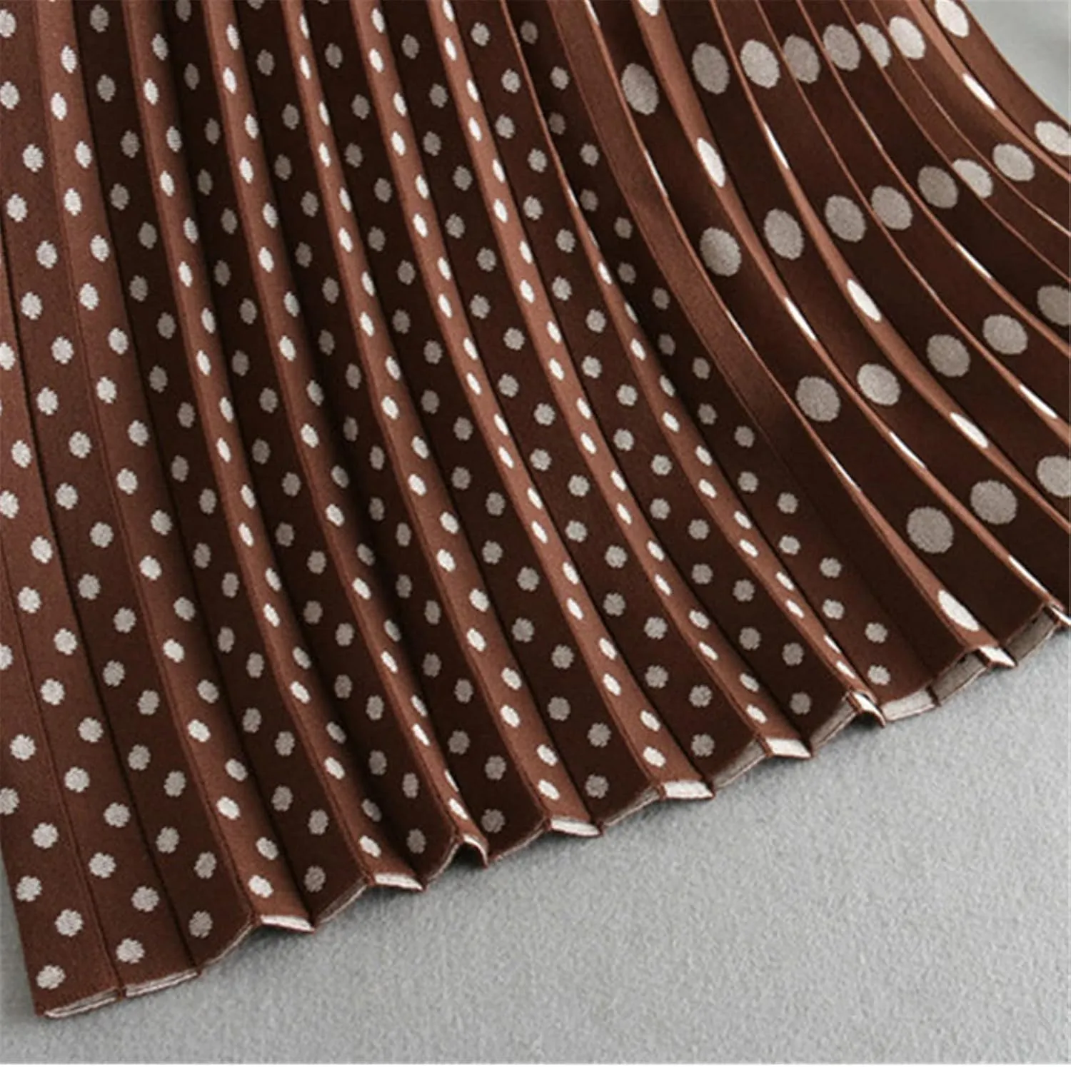 Knitting Dot Print Long Skirt Stretch Vintage Women Winter Ladies Maxi Midi