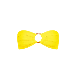 Kulani Kinis Strapless Bandeau Bikini Top - Sunshine Yellow Ribbed - FINAL SALE