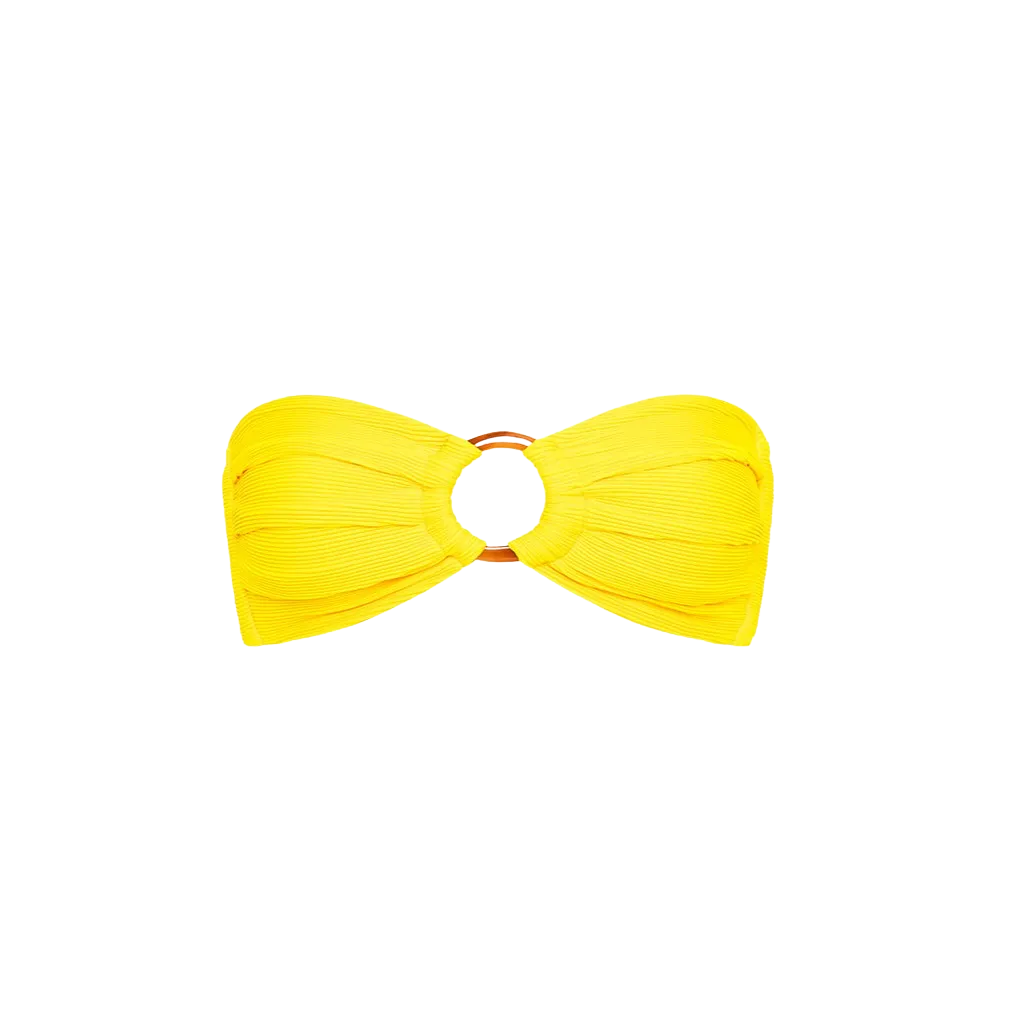 Kulani Kinis Strapless Bandeau Bikini Top - Sunshine Yellow Ribbed - FINAL SALE