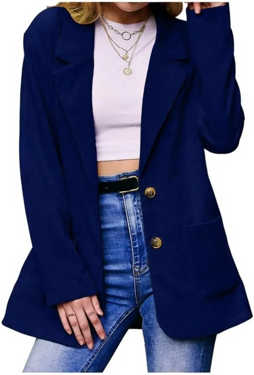 Ladyful Womens Lapel Corduroy Blazer Jacket Dressy Casual Business Suit Jacket Fall Trendy Work Outerwear
