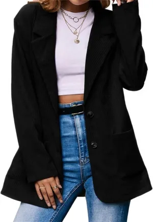 Ladyful Womens Lapel Corduroy Blazer Jacket Dressy Casual Business Suit Jacket Fall Trendy Work Outerwear
