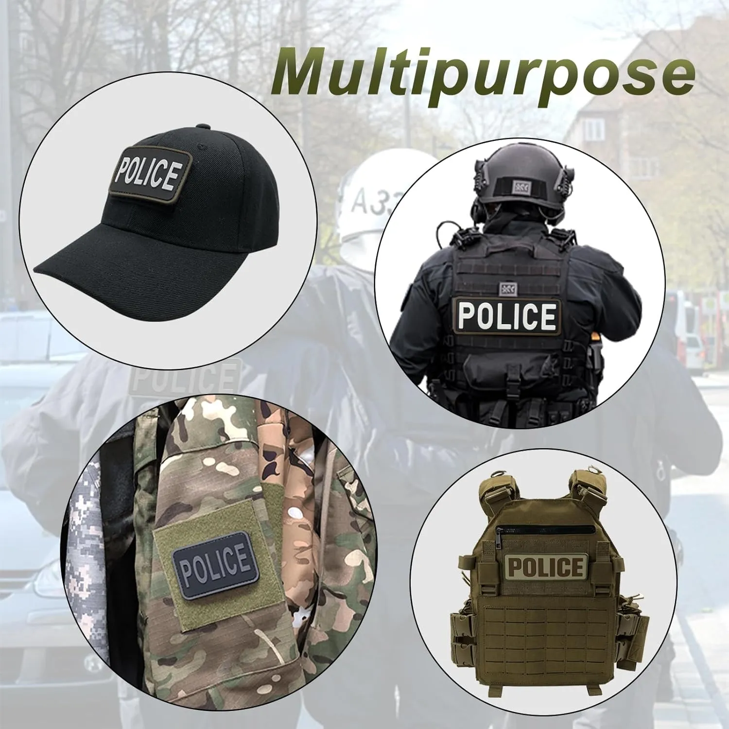 Large Police Patch PVC Rubber for Tactical Vests Jackets Bags Backpacks Plate Carriers