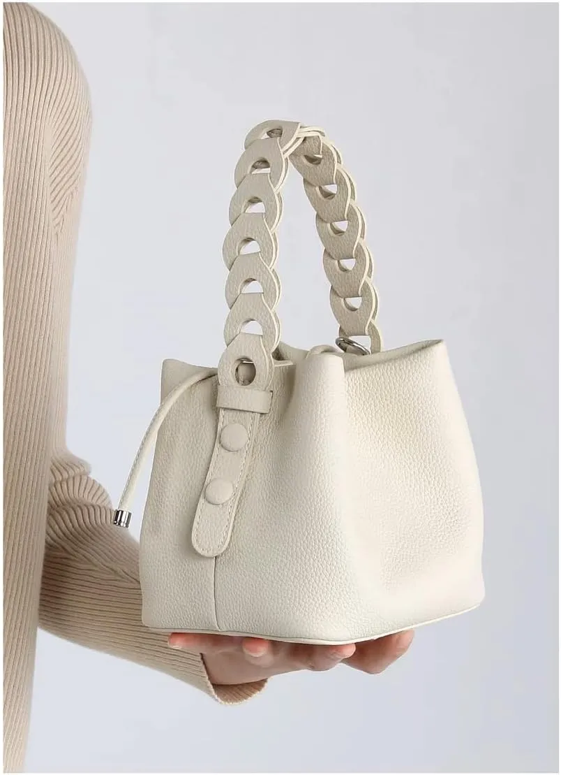 Leather Bucket Bag Handbag For Women Top Handle Woven Shoulder Crossbody Bag Clutch Versatile Commuting Elegant Chi Luxury