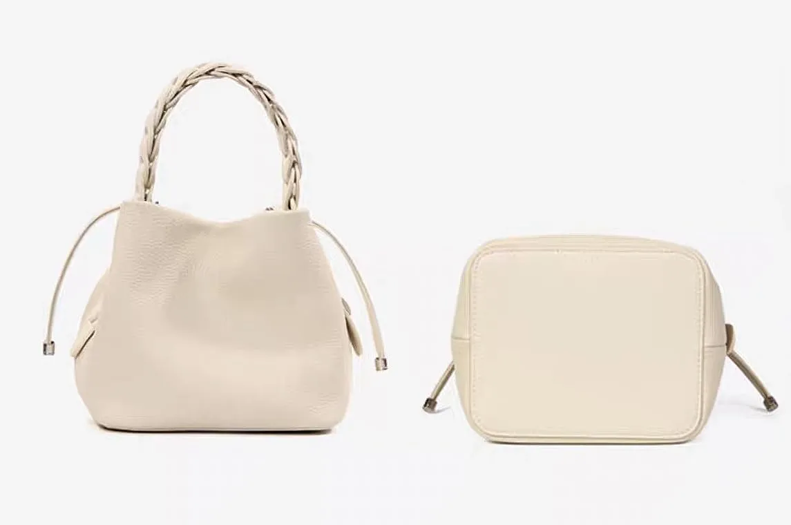 Leather Bucket Bag Handbag For Women Top Handle Woven Shoulder Crossbody Bag Clutch Versatile Commuting Elegant Chi Luxury