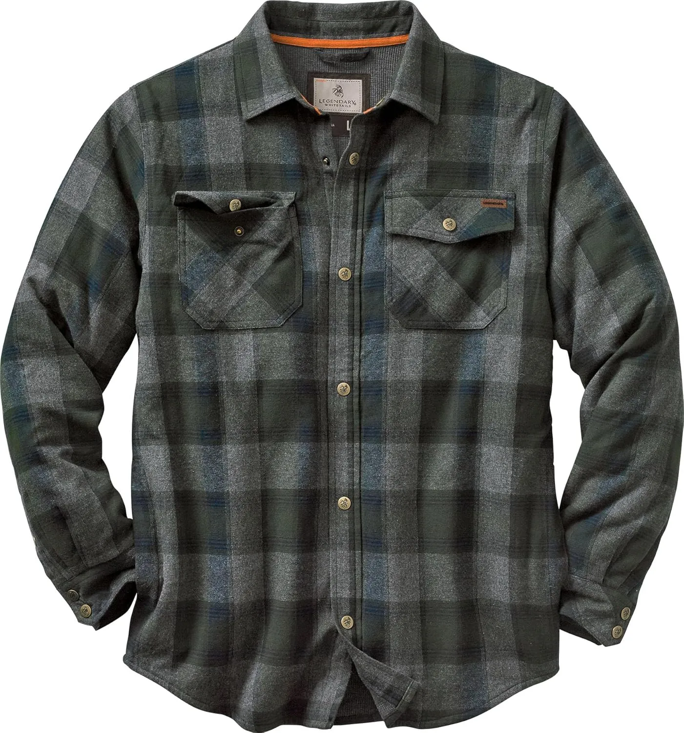 Legendary Whitetails Archer Flannel Thermal Lined Shirt Jacket for Men, Quilted Insulated Plaid Work Outerwear Coat