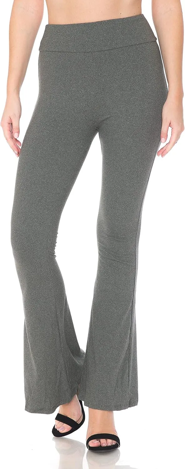 Leggings Depot Women's High Waist Flared Casual, Work, Lounge Palazzo Pants-Wide Leg