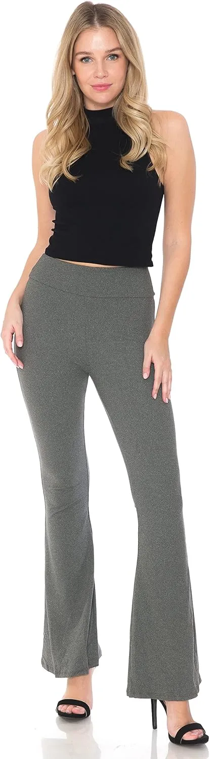 Leggings Depot Women's High Waist Flared Casual, Work, Lounge Palazzo Pants-Wide Leg