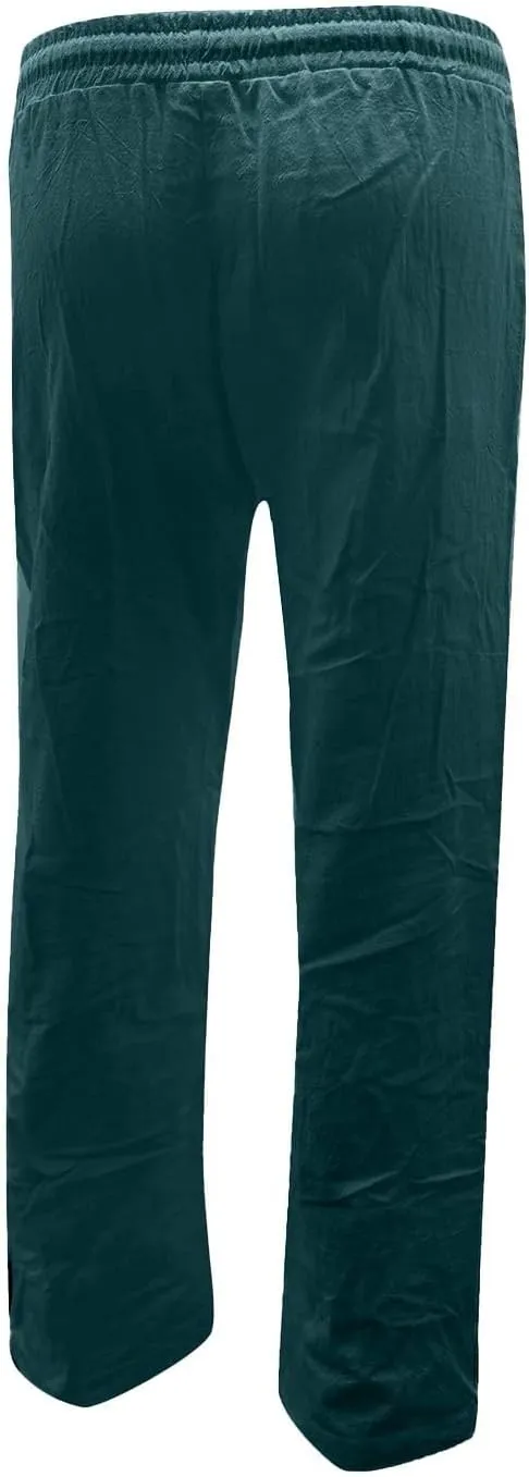 Linen Pants Women Summer,2025 Wide Leg Casual Cotton Linen Pants High Waisted Drawstring Lounge Pants Beach Trousers