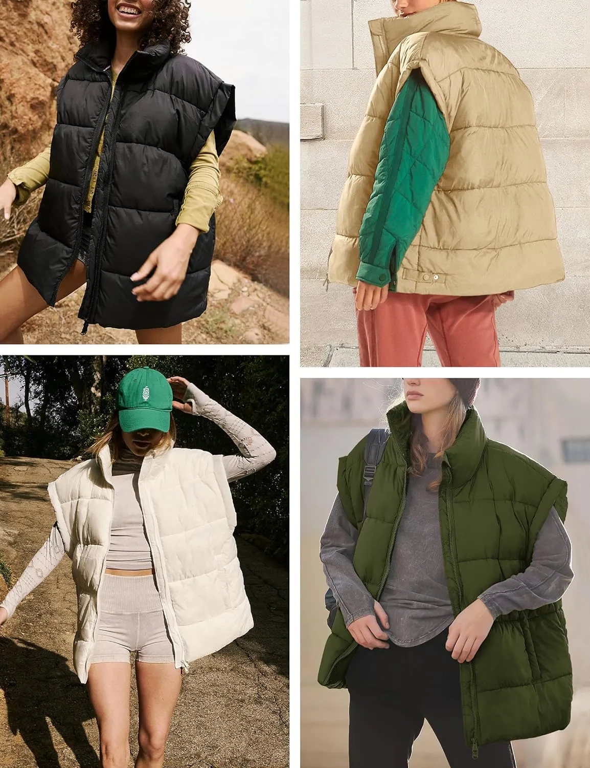 Lingswallow Womens Puffer Vest Oversized Puffer Jacket Coat Outerwear Sleeveless Stand Collar Vest for Women 2024 Trendy