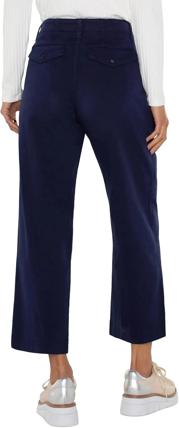 Liverpool Women's Wide Leg Crop Trouser with Flap Pockets