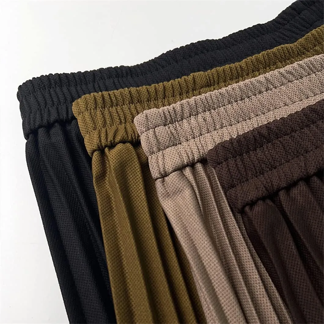 Long Midi Skirt for Women High Waist Black Khaki Pleated Autumn Spring Skirts