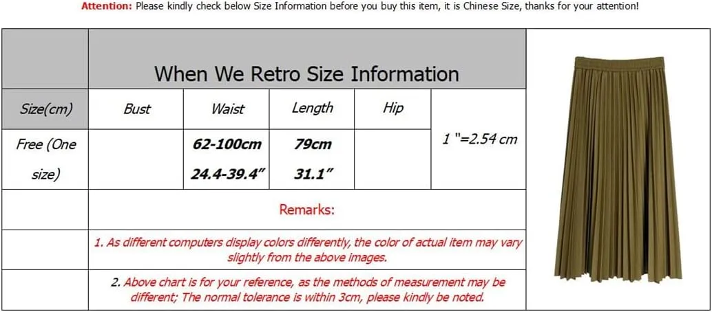 Long Midi Skirt for Women High Waist Black Khaki Pleated Autumn Spring Skirts