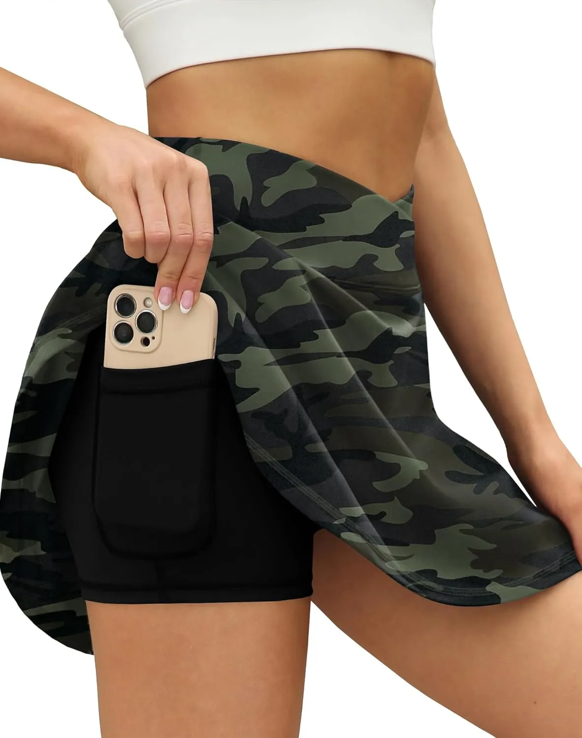 LouKeith Tennis Skirts for Women Pleated Crossover High Waisted Athletic Workout Golf Skorts Skirts with Shorts Pocket