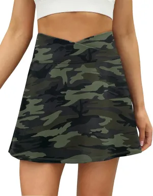 LouKeith Tennis Skirts for Women Pleated Crossover High Waisted Athletic Workout Golf Skorts Skirts with Shorts Pocket