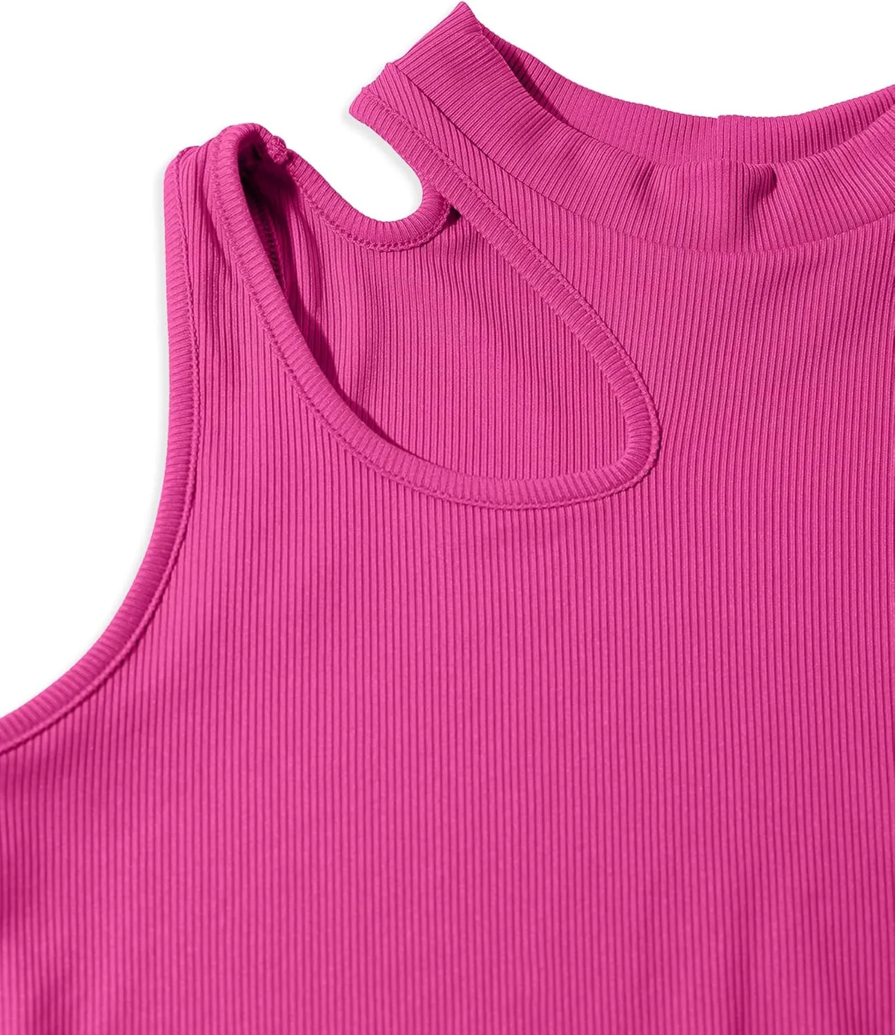 LovelyWholesale Crop Tops for Women Sexy Cut Out Tops Mock Neck Ribbed Tank Top Sleeveless Shirts