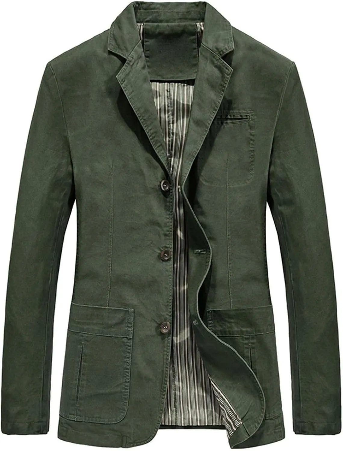 Lu's Chic Men's Long Sleeve Blazer Spring Jacket Fall Casual Fashion Work Pocket Snow Cotton Notch CollarSuit Jackets