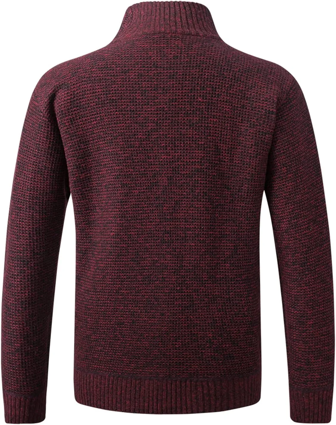 Lu's Chic Men's Long Sleeve Cardigan Sweater Thermal Slim Fit Full Zip Quilted Jacket Business Casual Knit Coats Pocket