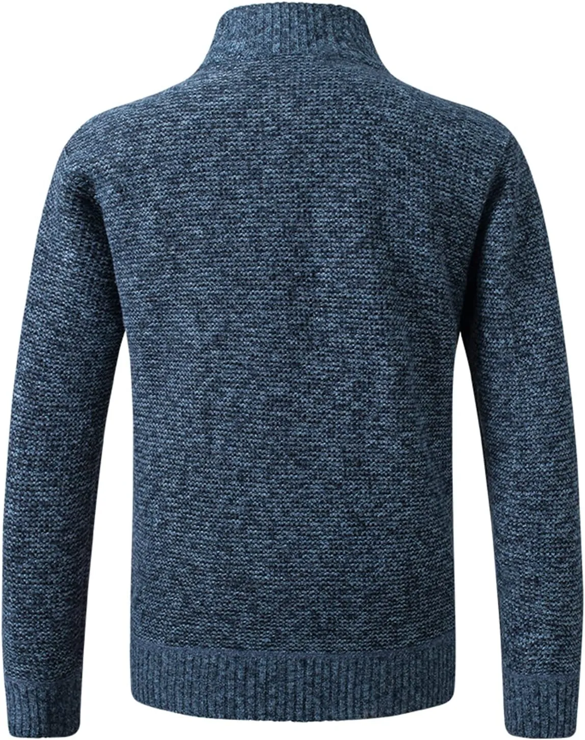 Lu's Chic Men's Long Sleeve Cardigan Sweater Thermal Slim Fit Full Zip Quilted Jacket Business Casual Knit Coats Pocket