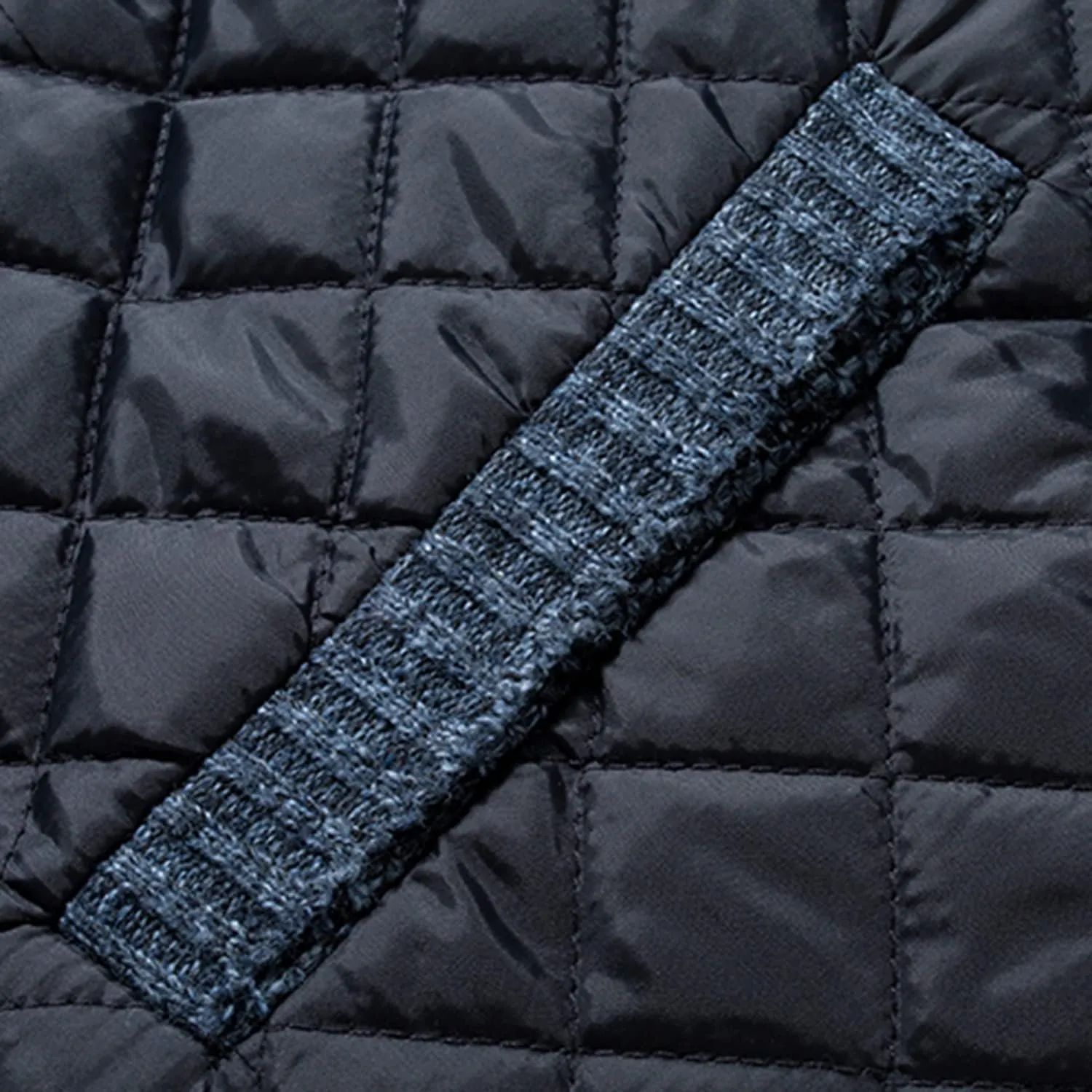 Lu's Chic Men's Long Sleeve Cardigan Sweater Thermal Slim Fit Full Zip Quilted Jacket Business Casual Knit Coats Pocket