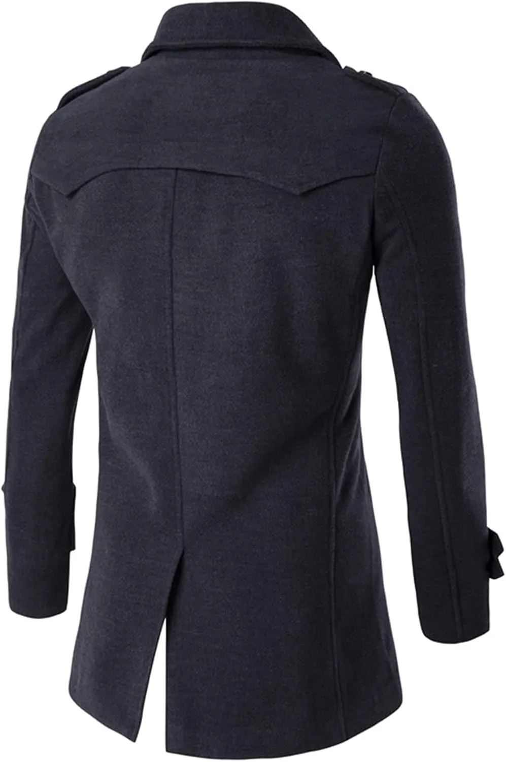 Lu's Chic Men's Long Sleeve Tops Double Breasted Slim Fit Pea Coat Jacket Fashion Outerwear