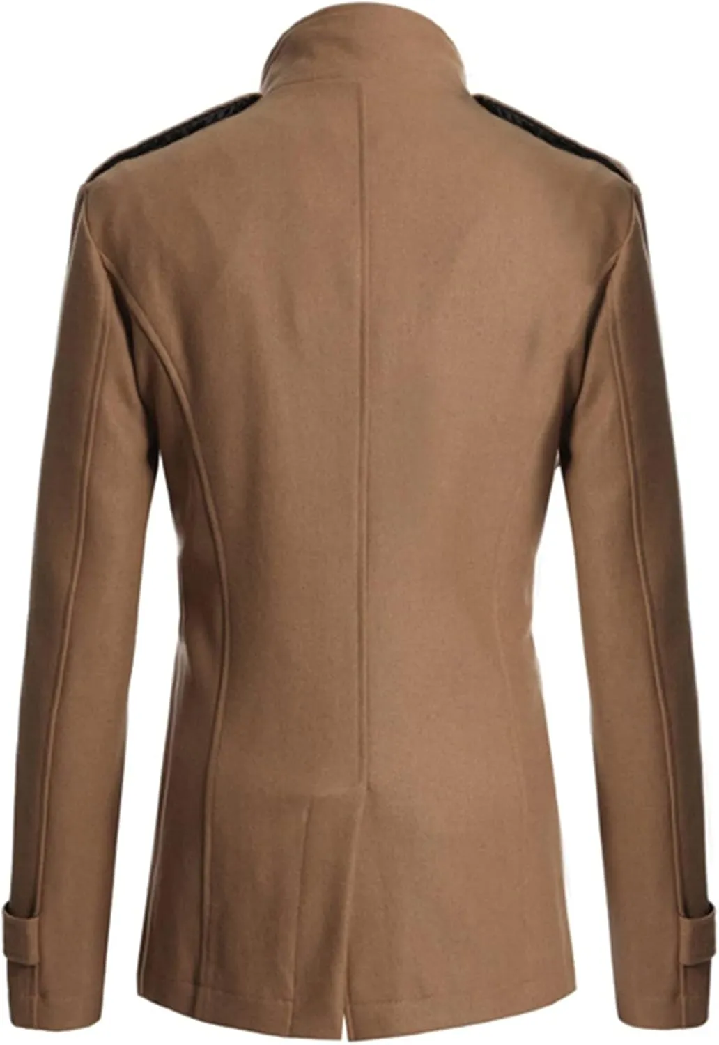 Lu's Chic Men's Long Sleeve Tops Double Breasted Slim Fit Pea Coat Jacket Fashion Outerwear