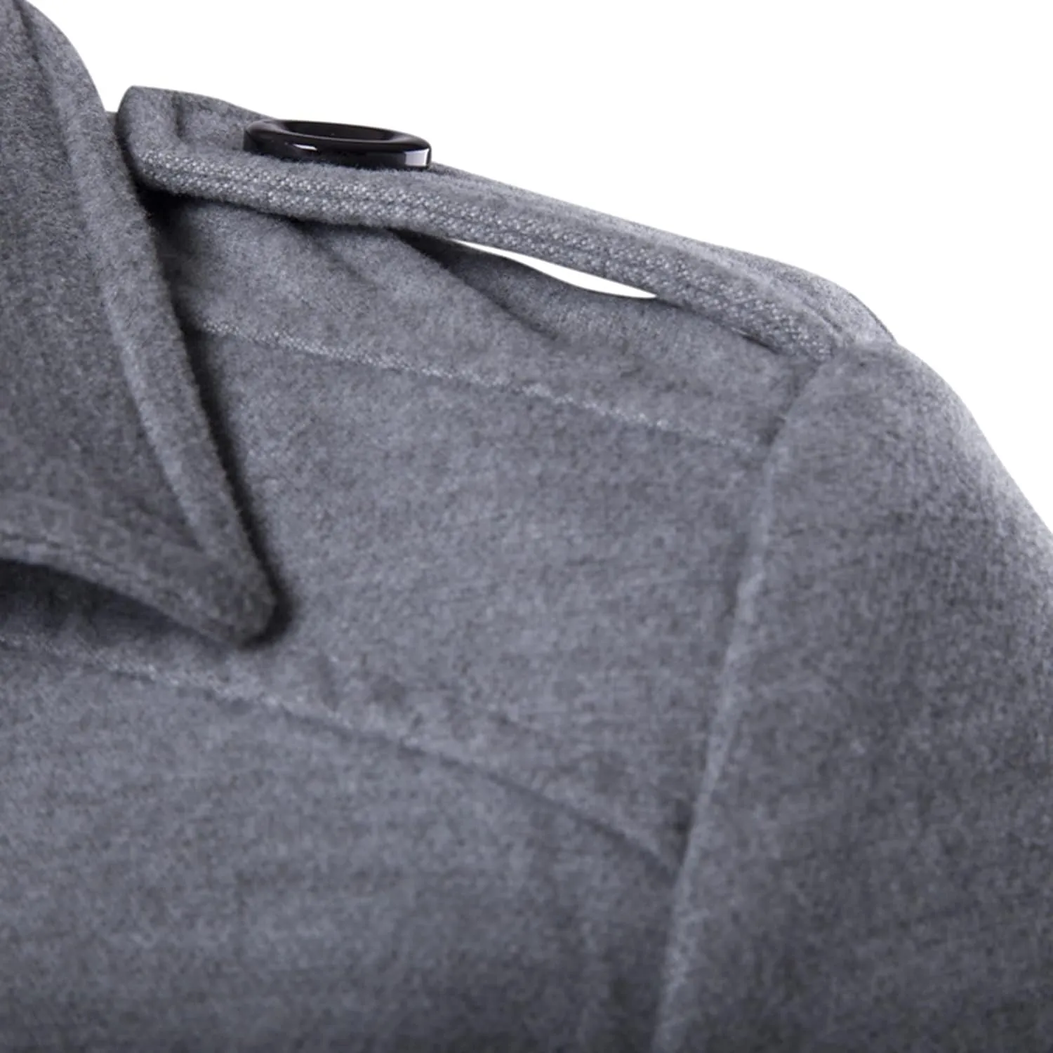 Lu's Chic Men's Long Sleeve Tops Double Breasted Slim Fit Pea Coat Jacket Fashion Outerwear