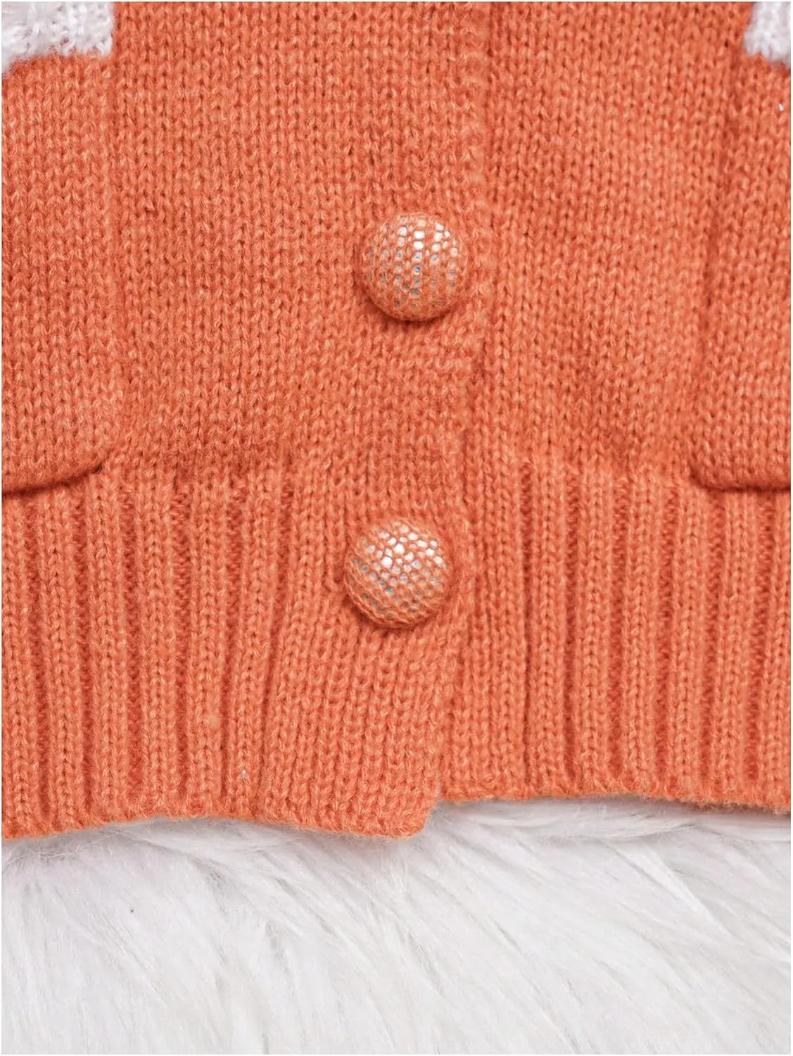 MakeMeChic Girl's Button Down Long Sleeve Sweater Cardigan Scallop Trim Pocket Knit Crop Cute Outerwear