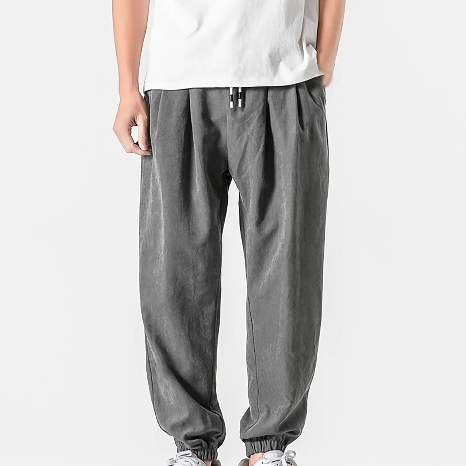 Man Pants for Men Fashion Casual Solid Stretch Waist Drawstring Trousers Outdoor Fashion Fall Baggy Joggers Sweatpant