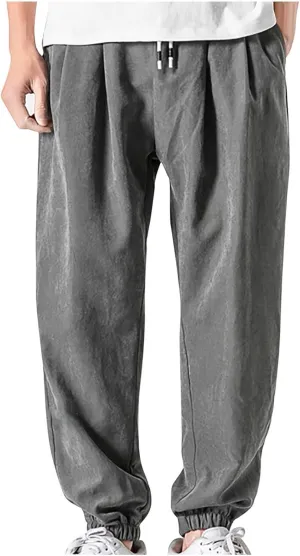 Man Pants for Men Fashion Casual Solid Stretch Waist Drawstring Trousers Outdoor Fashion Fall Baggy Joggers Sweatpant