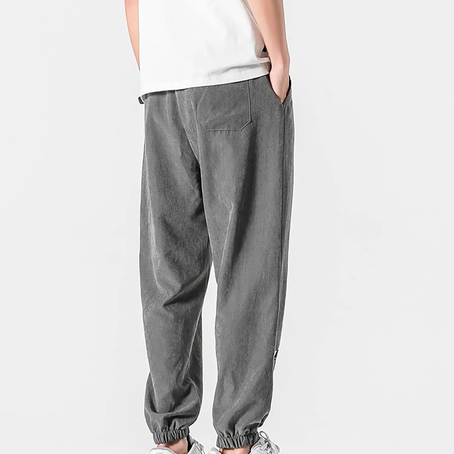 Man Pants for Men Fashion Casual Solid Stretch Waist Drawstring Trousers Outdoor Fashion Fall Baggy Joggers Sweatpant