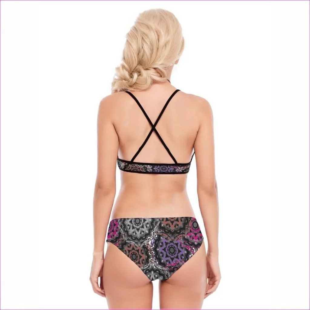 Mandala Graffiti Womens Bikini Swimsuit With Ruffle Hem