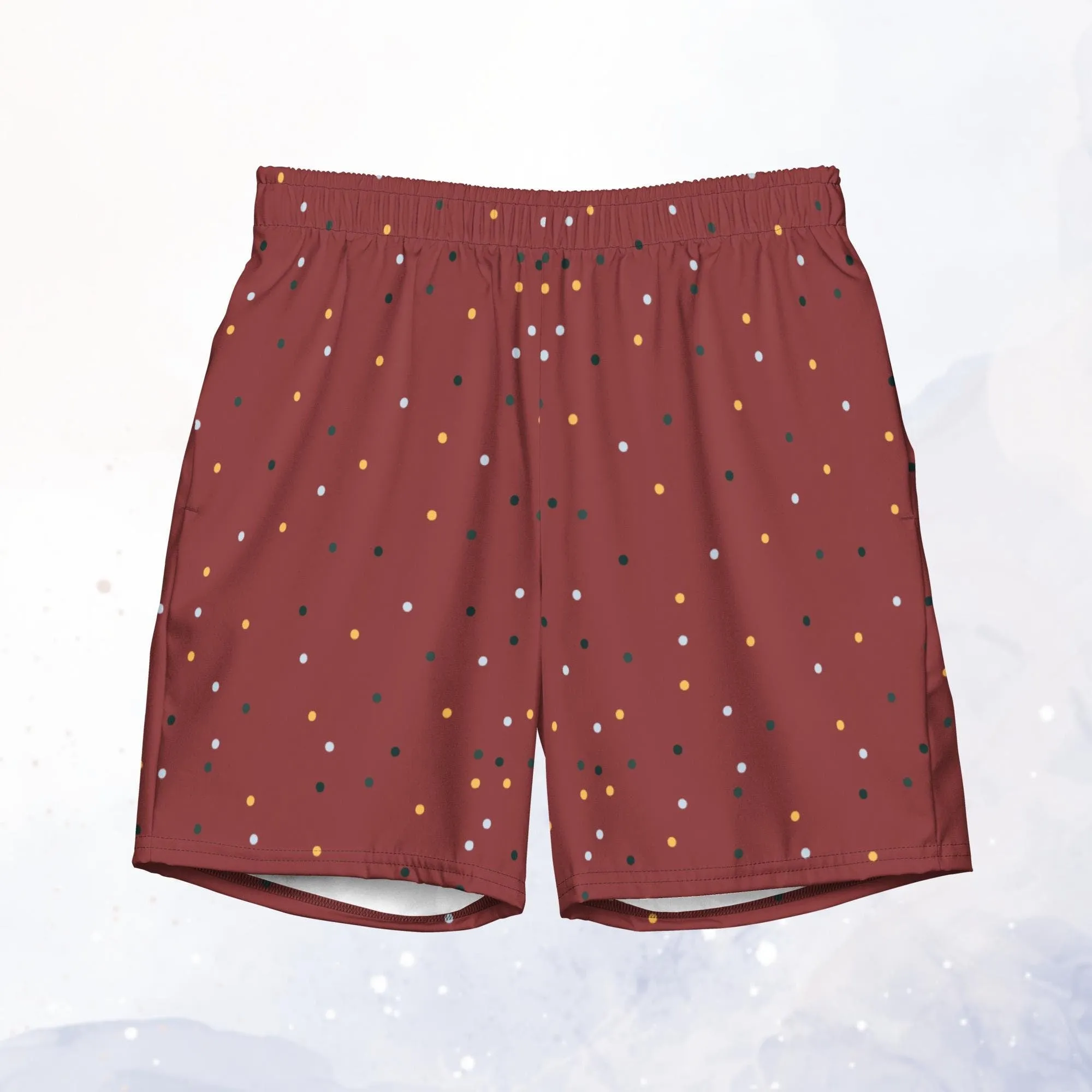 Maroon and Gold Sports Mens Swim Trunks