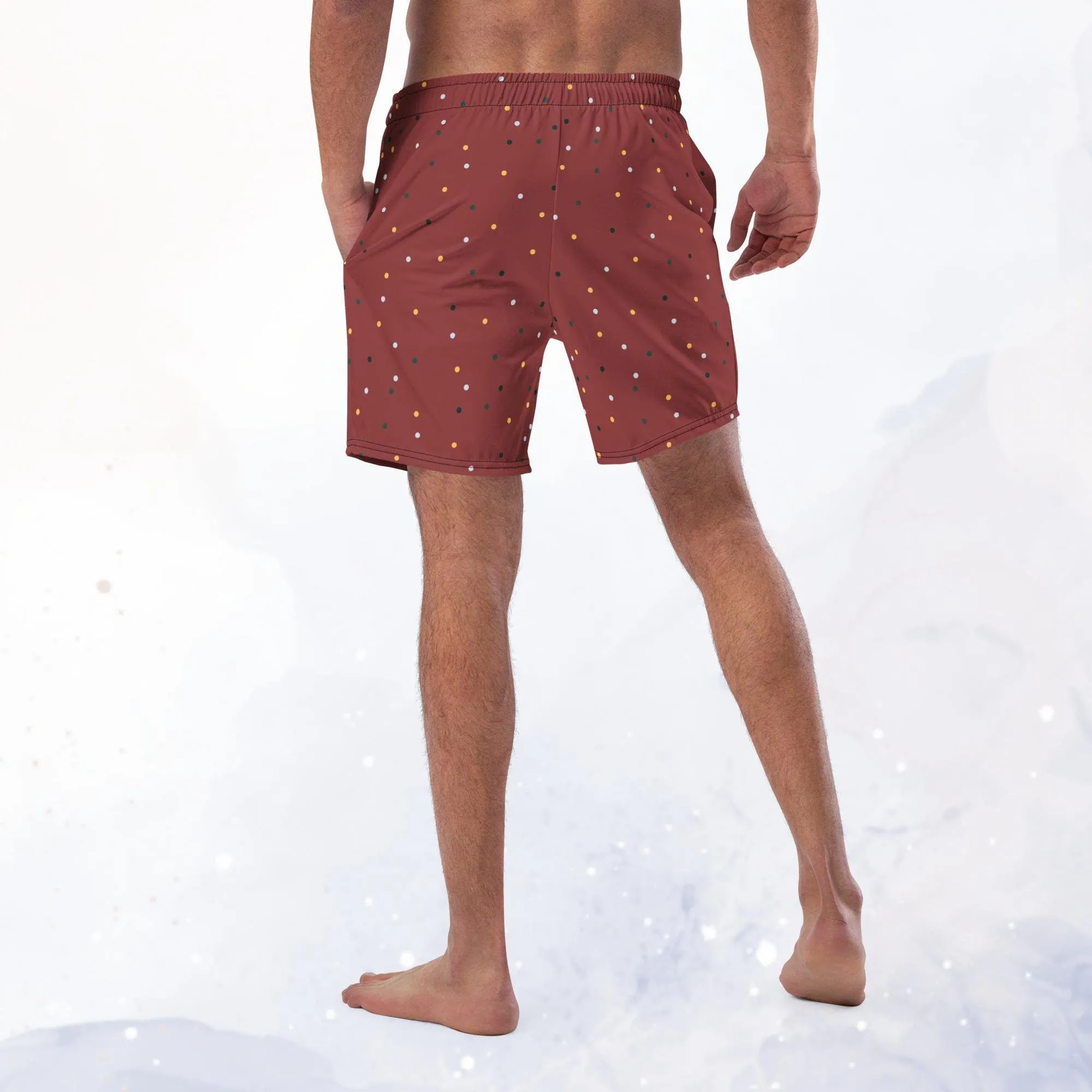 Maroon and Gold Sports Mens Swim Trunks