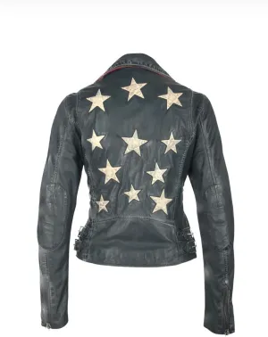 MAURITIUS Christy Star Detail Leather Jacket
