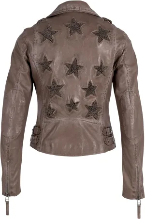 MAURITIUS Christy Star Detail Leather Jacket