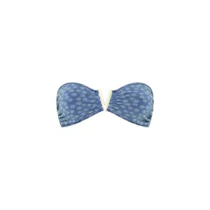 Mega V Strapless Bandeau Bikini Top - Daisy Denim