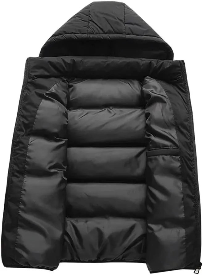 Men Thicken Cotton Padded Vest Sleeveless Vest Jacket Coat Detachable Hooded Zipper Waistcoat