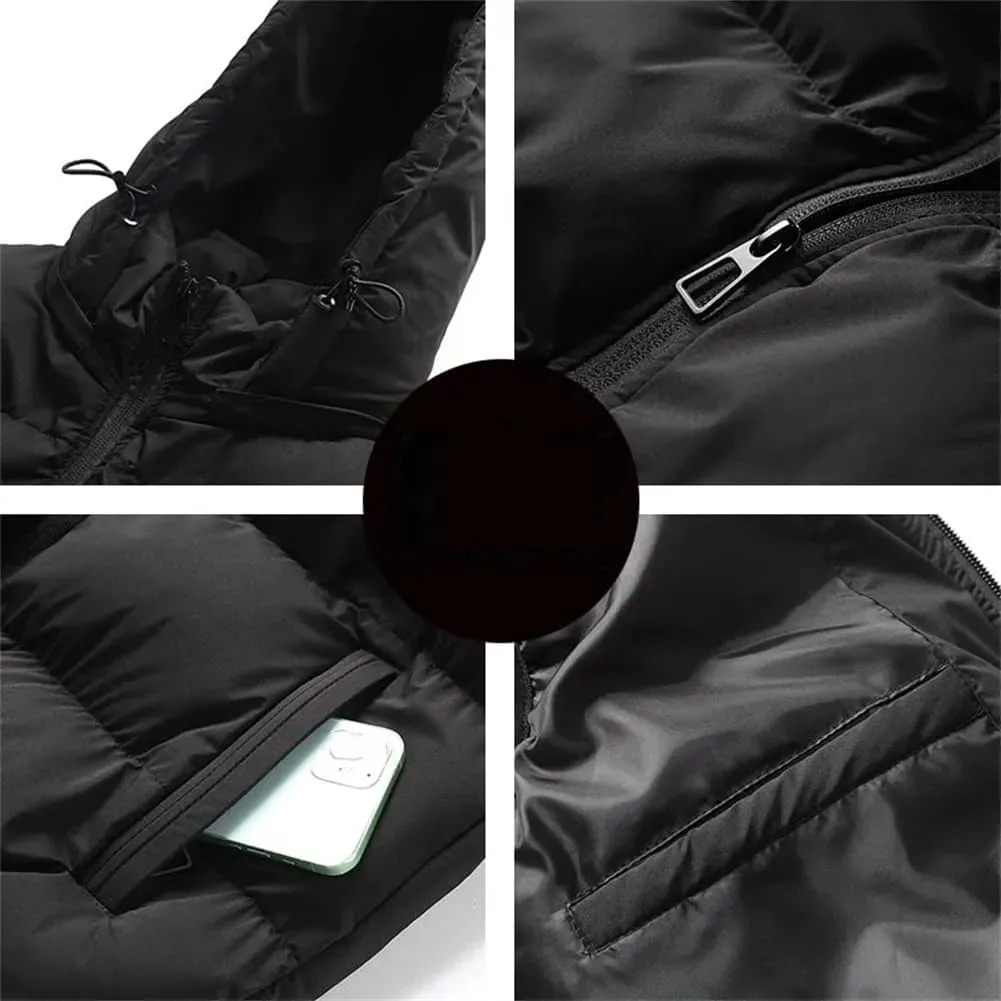 Men Thicken Cotton Padded Vest Sleeveless Vest Jacket Coat Detachable Hooded Zipper Waistcoat