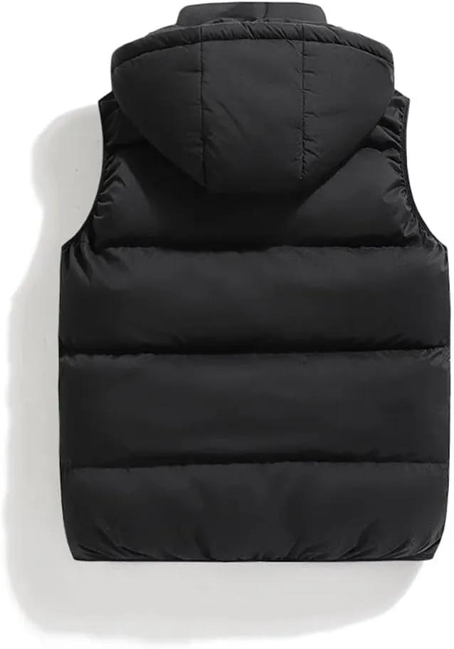 Men Thicken Cotton Padded Vest Sleeveless Vest Jacket Coat Detachable Hooded Zipper Waistcoat