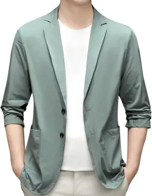 Men's Blazer Lightweight Casual Solid One Button Slim Fit Sport Coat Business Daily Blazer with Pockets for Prom Party