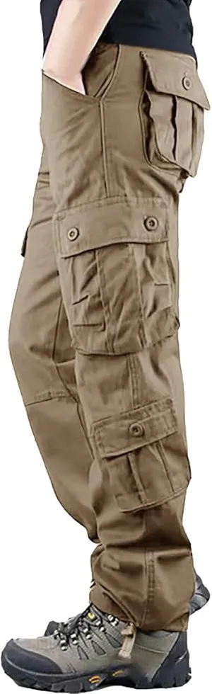 Mens Cotton Athletic Pants Multi Pocket Cargo Pants Men's Casual Pants Outdoor Wear Plus Size Running Jogging Pants