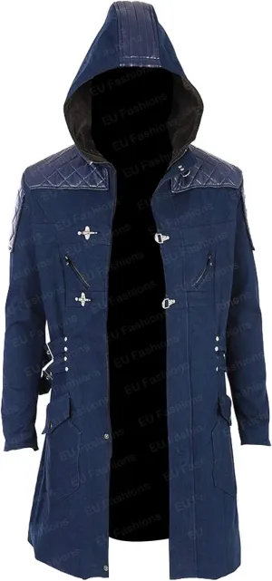 Mens Dante Cosplay Costume Blue Denim Coat Jacket for DMC Devil May Cry 5 Outerwear
