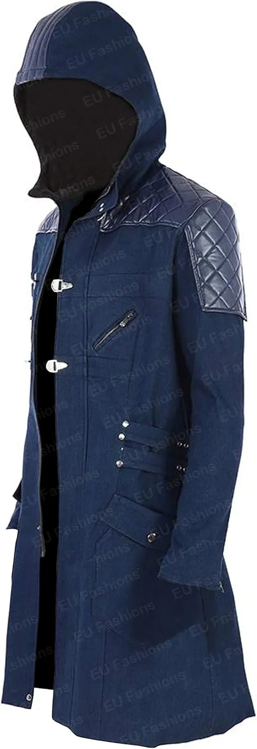 Mens Dante Cosplay Costume Blue Denim Coat Jacket for DMC Devil May Cry 5 Outerwear