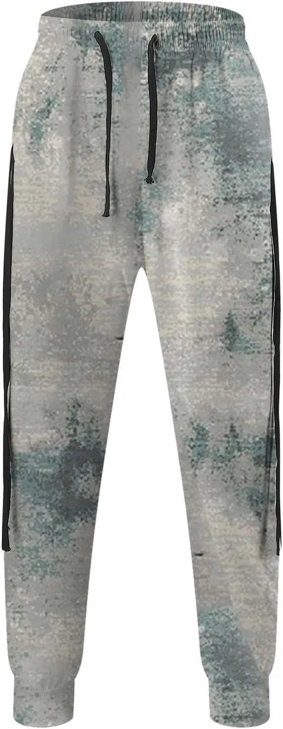 Mens Digital Printed Solid Color Pattern Youth Casual Pants Fashion Sports Cargo Pants Outdoor Trousers Sweatpants
