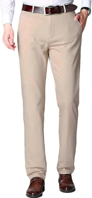 Men's Flat Front Suit Pants Regular Fit Wrinkle-Free Stretch Casual Dress Pants Trousers